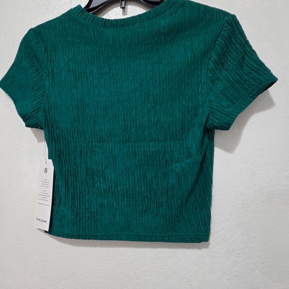 Love Poem 2pcs Emerald Green Crinkled Plissé Short Sleeve Wide Leg Pants Set - Picture 3 of 12